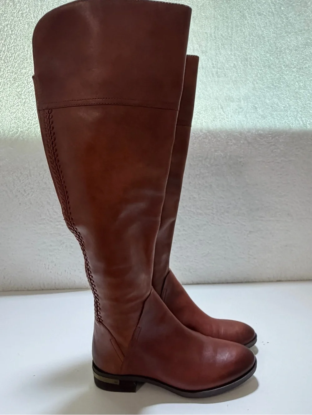 Vince Camuto Bendra Brown Leather Over the Knee Riding Boots Size 6.5